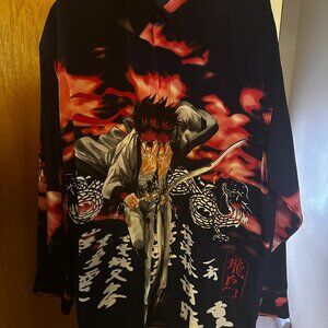 Veezo Rurouni Kenshin "Sanosuke" Button Down Shirt Men XL Anime All Over Print